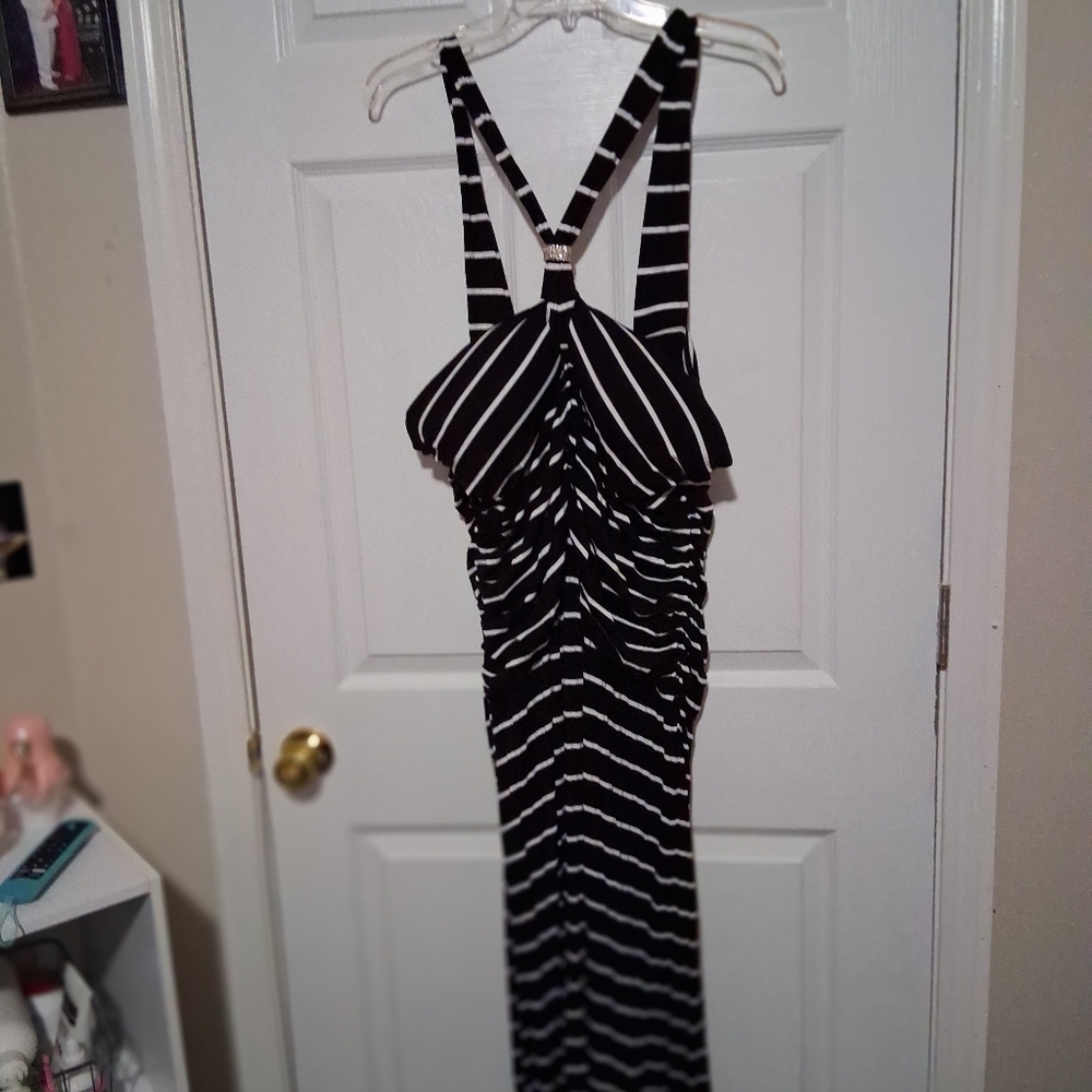 Baby Phat Monochrome Striped Evening Dress Smoke Free Home EUC - Picture 2 of 4